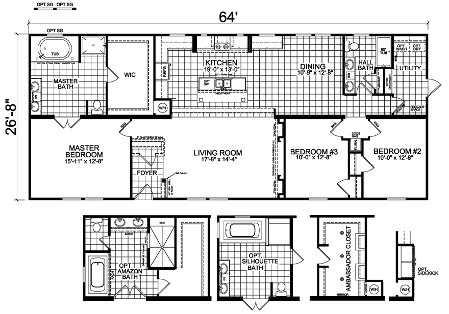 3 Bedroom 2 Bath Double Wide Trailer Inside The size of this mobile