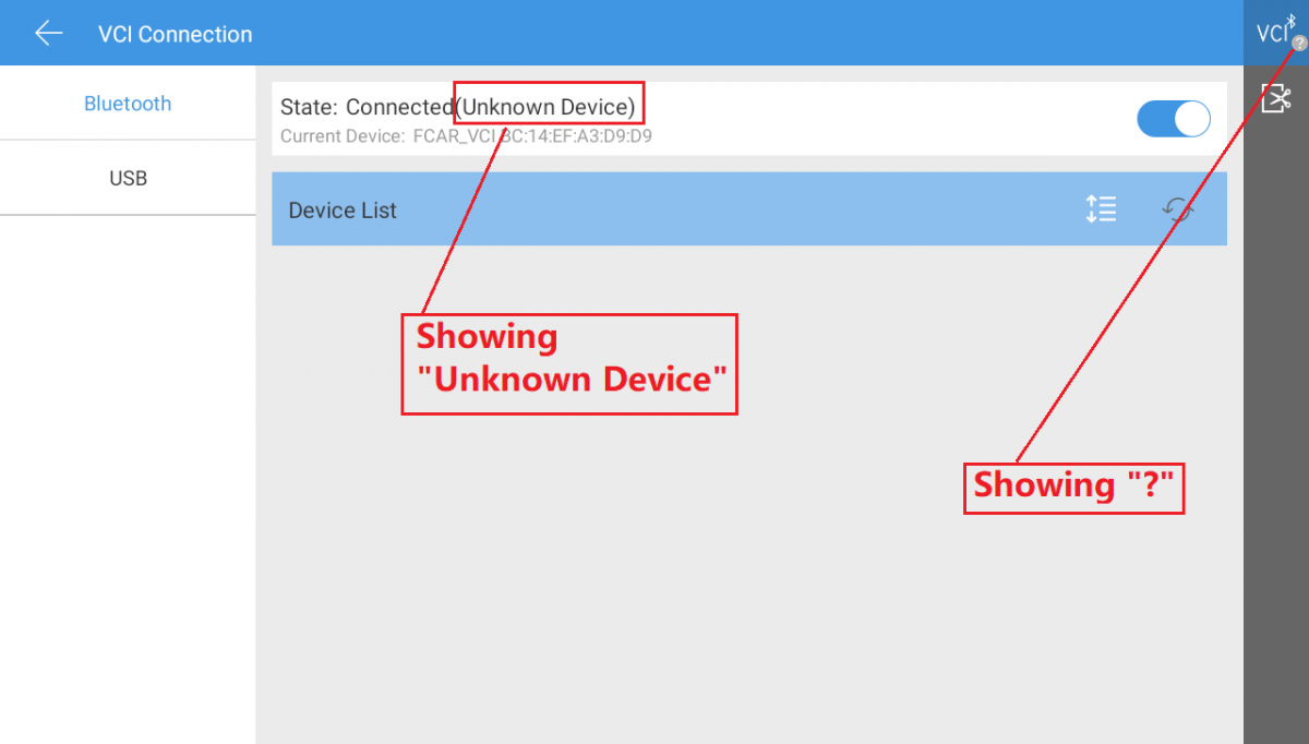 How to fix VCI connected but showing "?" | FCAR Tech USA