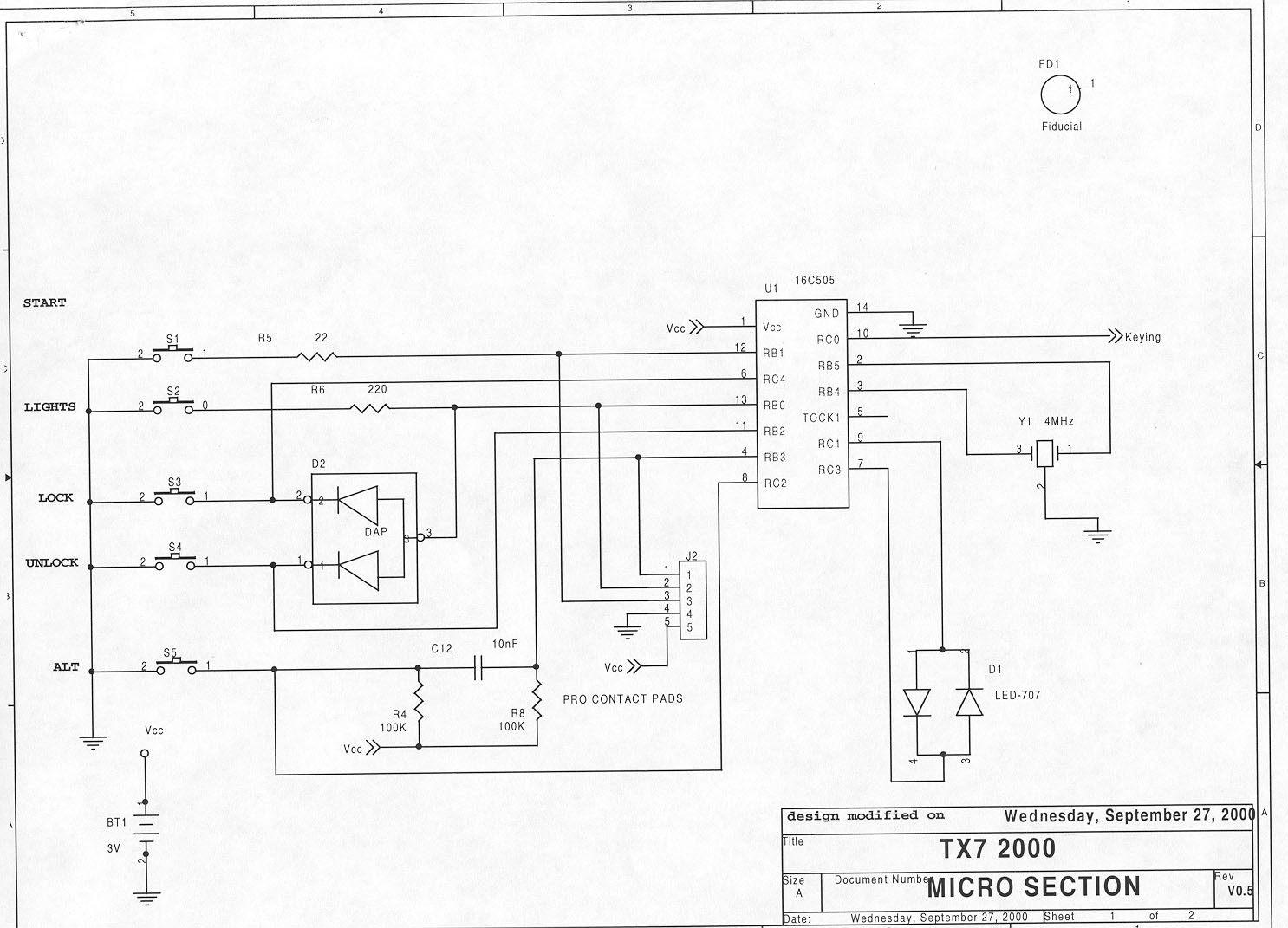 TX7 R/C Security Transmitter Schematics schematic diagram 1 DesignTech