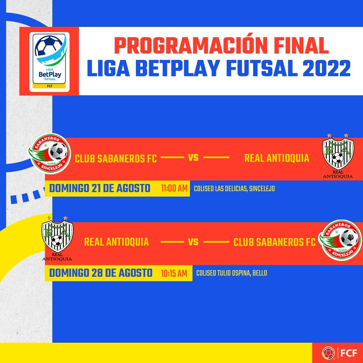 Todo listo para la gran final de la Liga BetPlay Fútsal FCF I2022