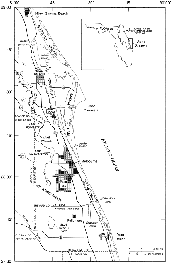 Location of the Indian River Basin within the St. Johns River Water