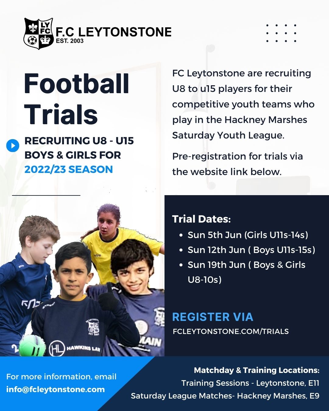 Youth Team Trials FC Leytonstone