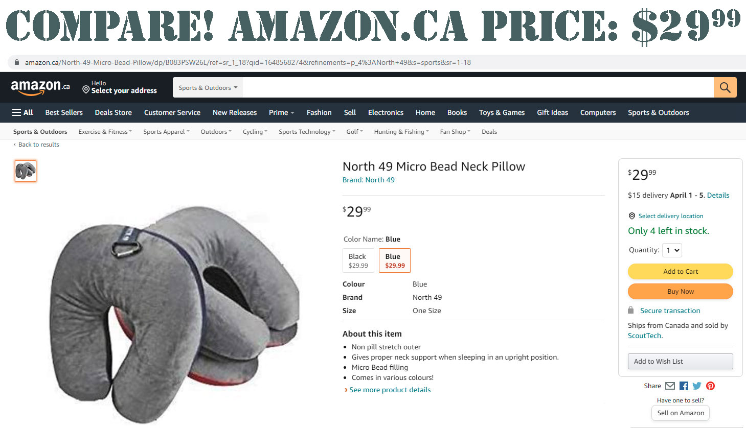 Microbead UShaped Neck Pillow Discount Camping Accessories Forest