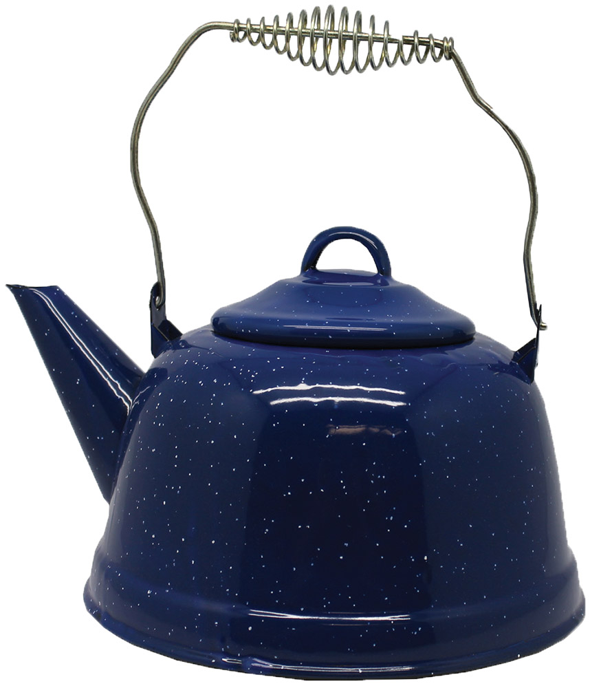 North 49 Blue Enamel Tea Kettle Camping Cooking Gear Forest City
