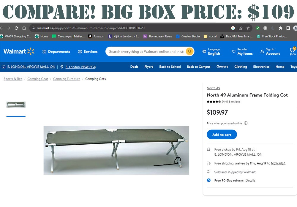 North 49 Aluminum Frame Folding Cots Folding Camp Cots Forest City