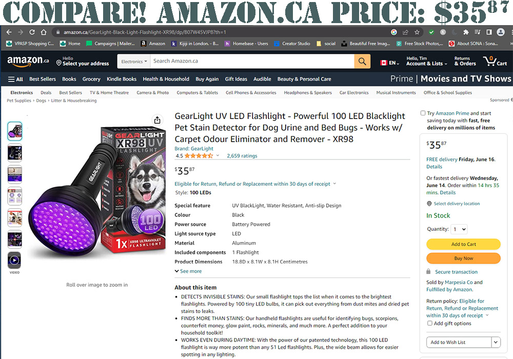 GearLight XR98 UV LED Flashlight Camping Lanterns & Lights Forest