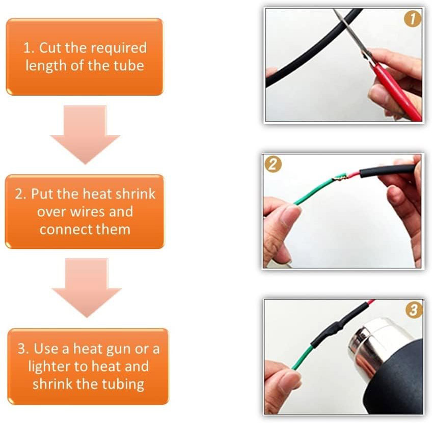 10PC 12" X 9/32" Heat Shrink Tube Extension Cords Power Bars