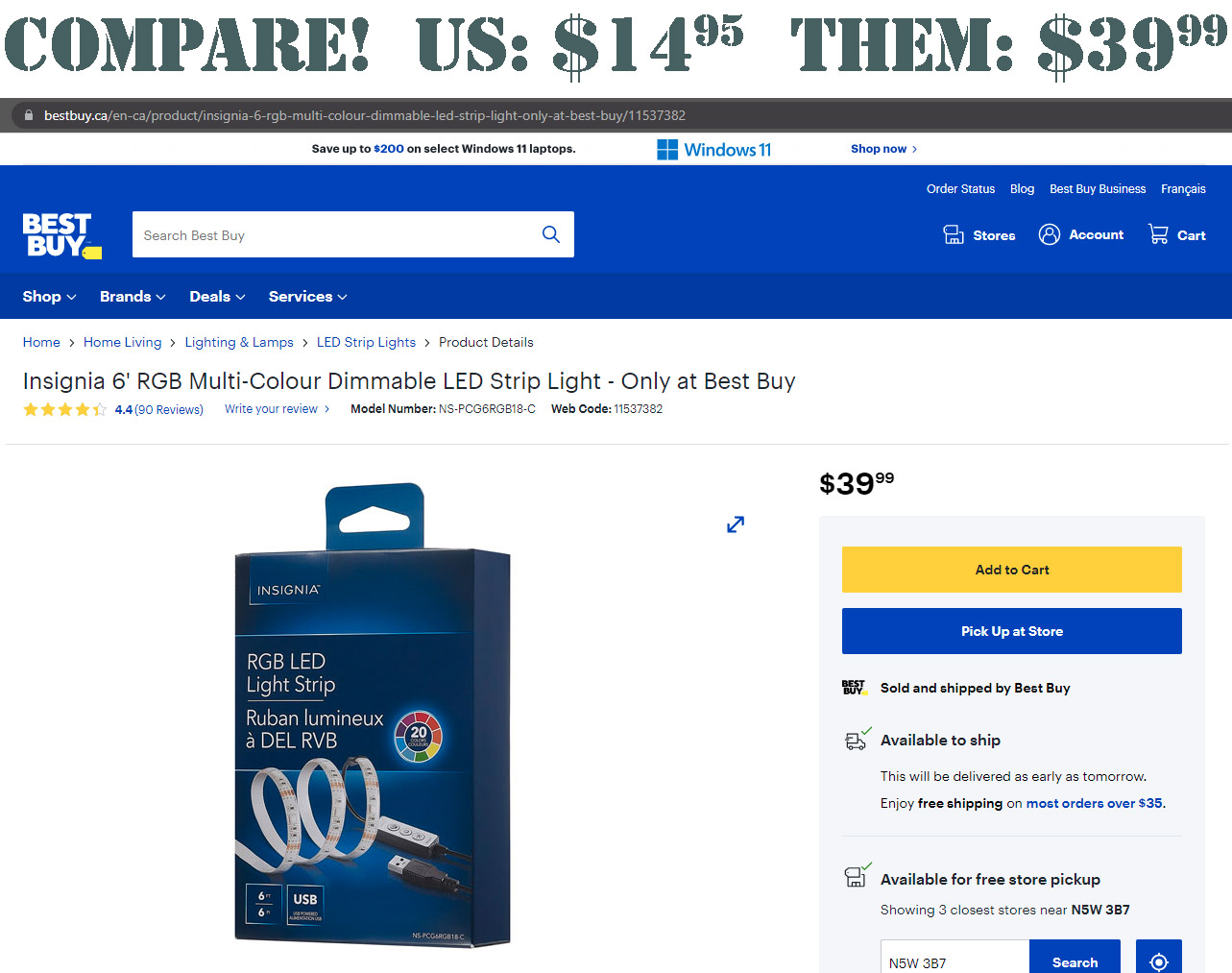 Hype Glow 6 Ft Multicolour LED Strip Lights Household Products Forest City Surplus Canada