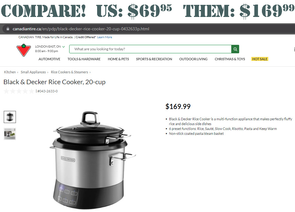 Black + Decker 20Cup Multifunction Cooking Pot and Rice Cooker