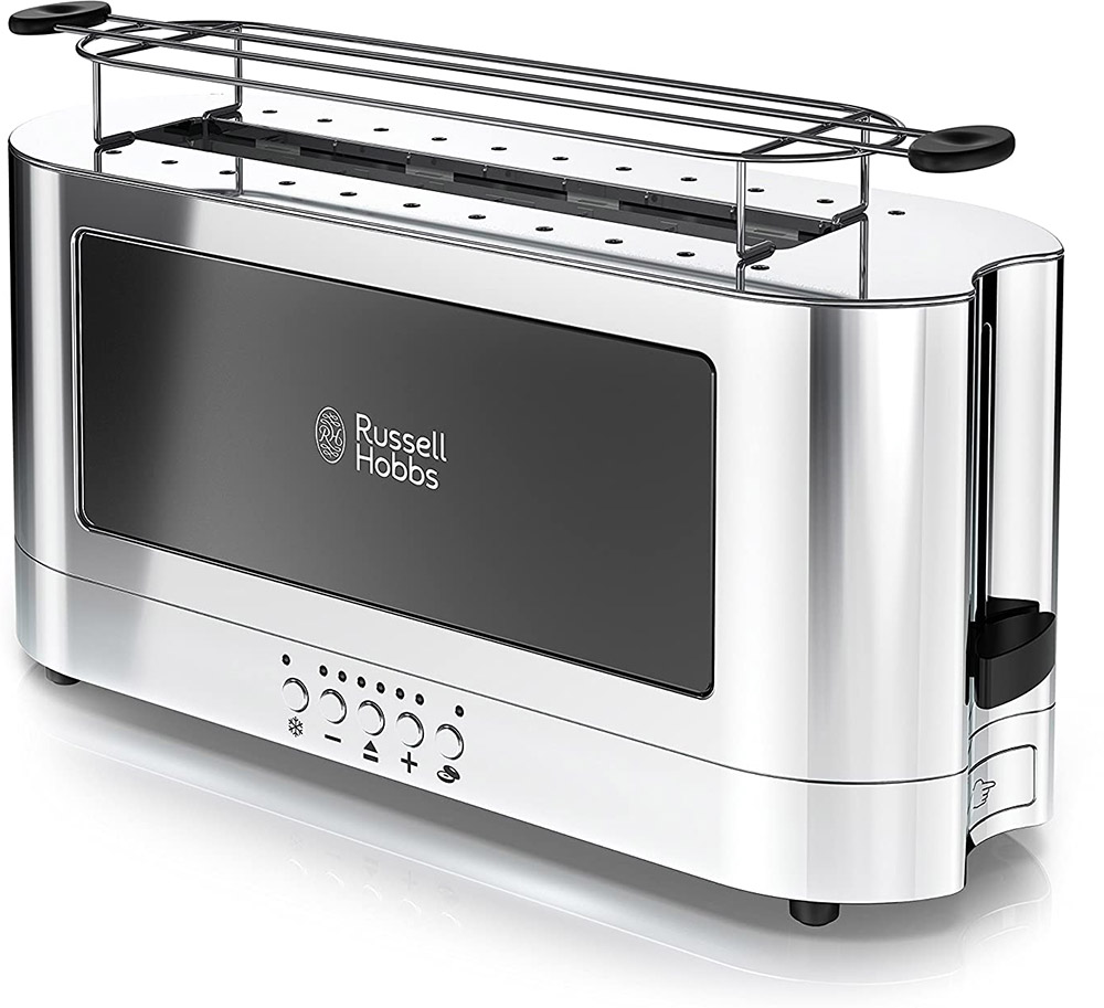 Russell Hobbs 1Slice Stainless Steel Long Toaster with Black Glass