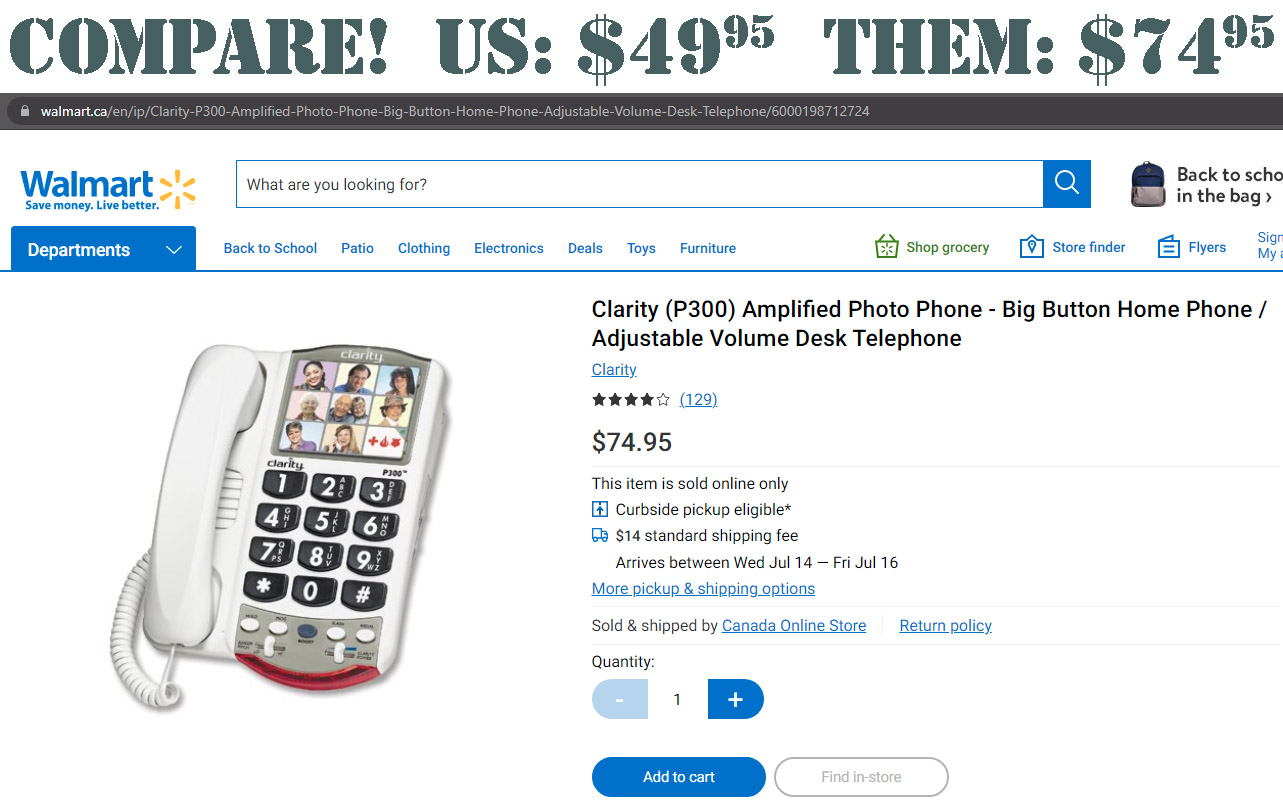 Clarity P300 Amplified Big Button Phone Specialty Telephones Forest
