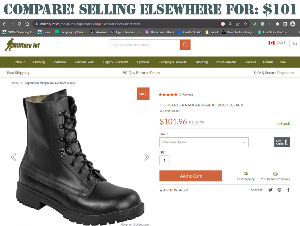 Authentic Canadian Army Surplus Combat Boots Tactical Combat Boots