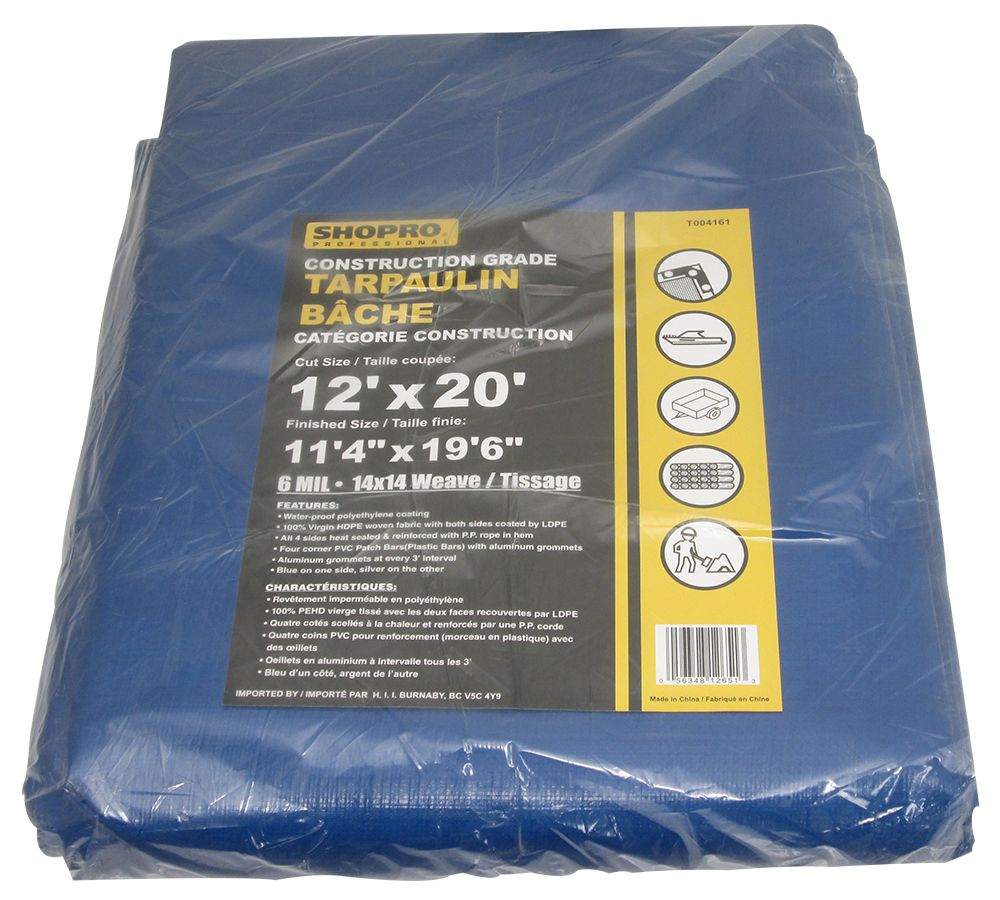 Shopro 12x20 Foot 6Mil Blue Poly Tarps Tarps & TieDowns Forest