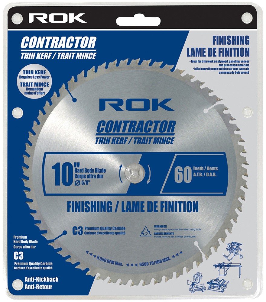 ROK 10″ X 60 Teeth Finishing Think Kerf Circular Saw Blade Cutting