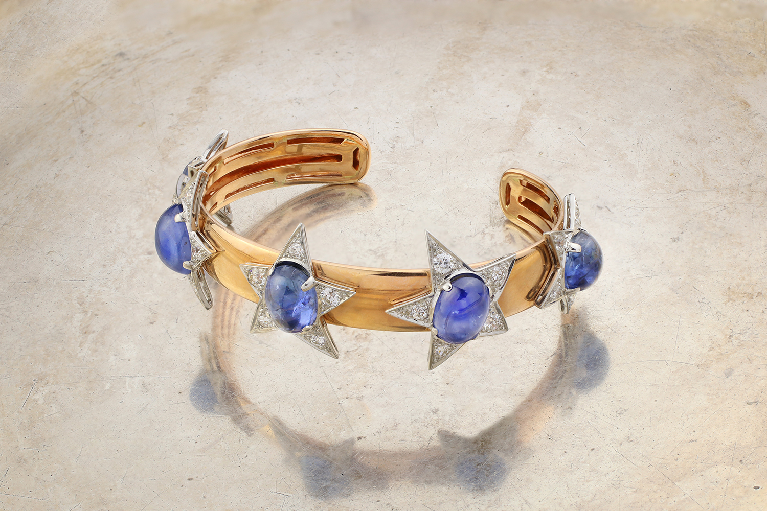 Diamond and Sapphire Star Cuff Bracelet FD Gallery
