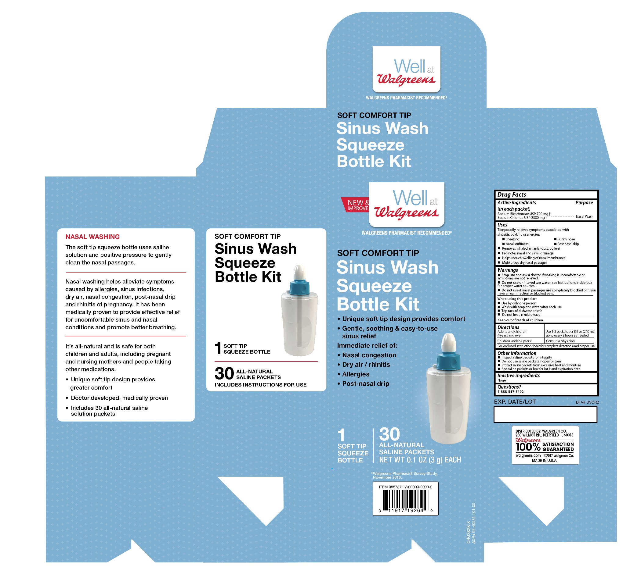 WALGREENS SINUS WASH SQUEEZE BOTTLE KIT sodium chloride, sodium