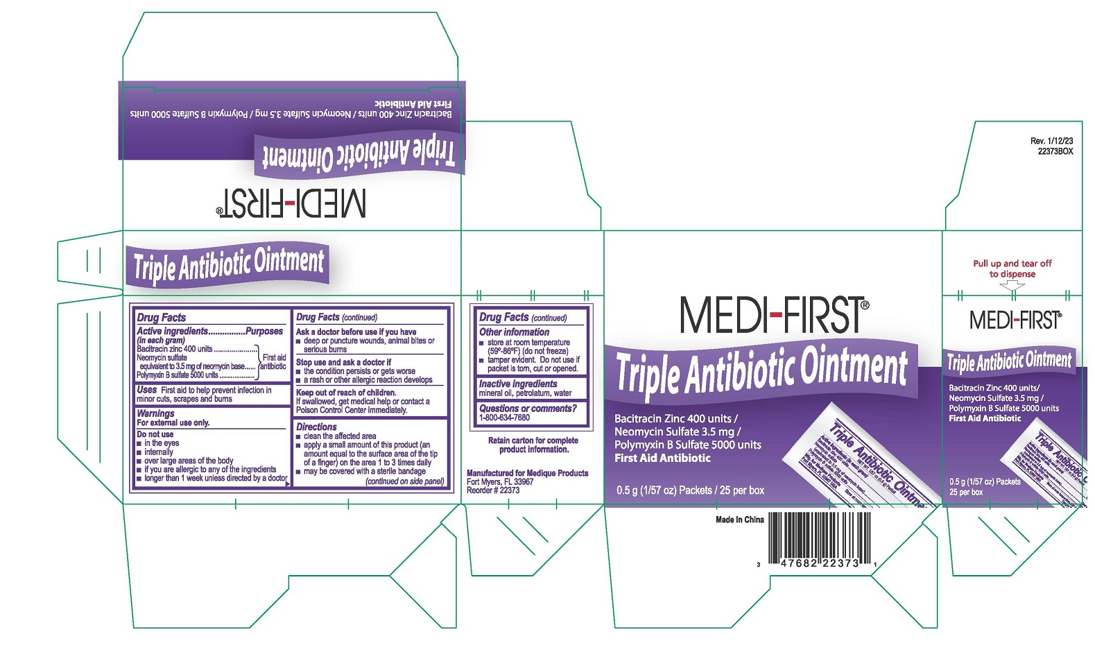 MEDIFIRST bacitracin zinc, neomycin sulfate, polymyxin b sulfate ointment