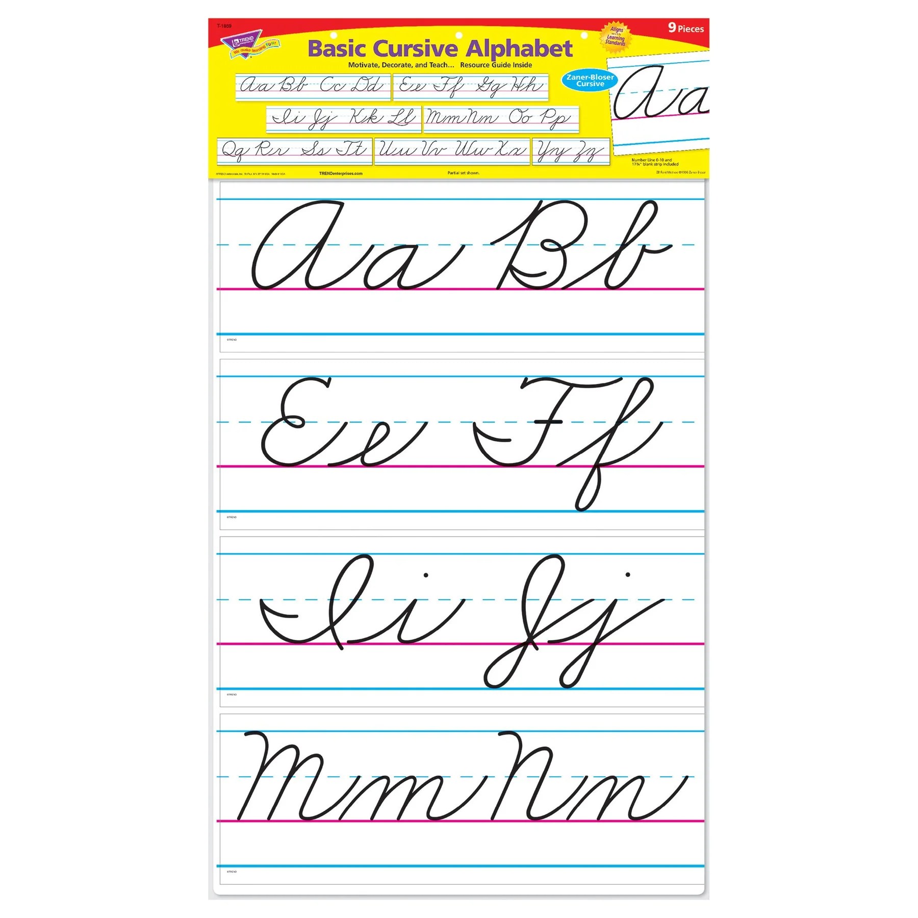 Basic Alphabet ZanerBloser Cursive Bulletin Board Set FD Class Décor