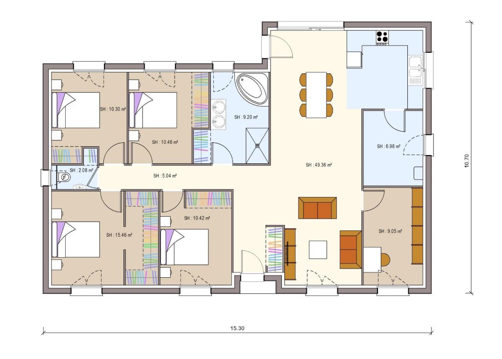 plan maison 4 chambres MONTCEAU LES MINES 128 m2