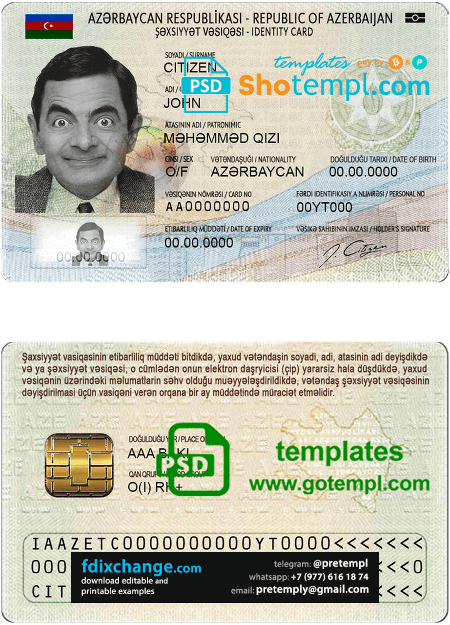 download Azerbaijan ID template free fonts