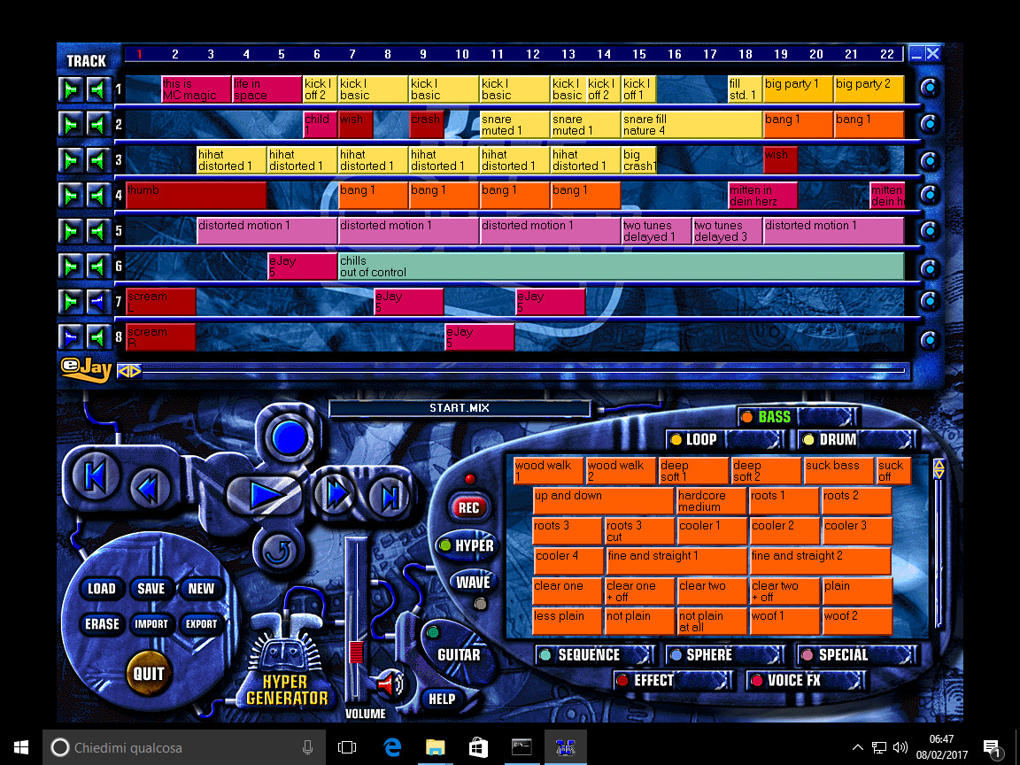 Rave Ejay (1998) on Windows 10 64 bit Federico Dossena