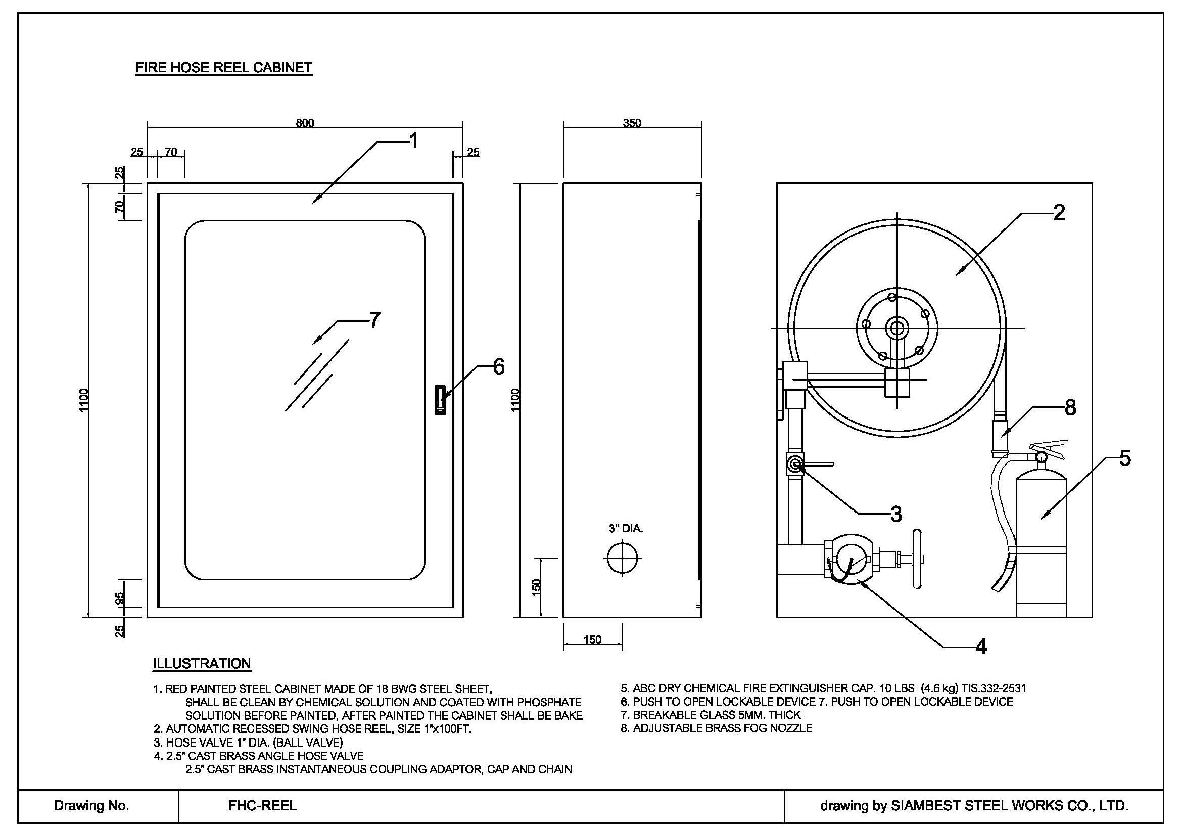 fire hose reel dimensions