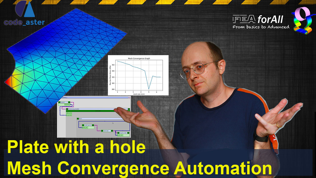 Plate with a hole Simulation Mesh Convergence Automation with Salome