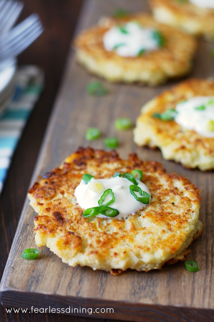 Crispy Gluten Free Cauliflower Pancakes Fearless Dining