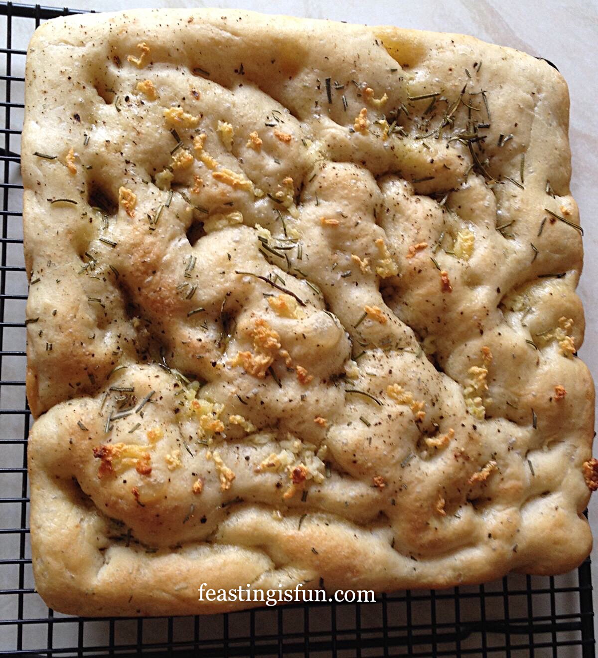 Garlic Rosemary Focaccia Bread Feasting Is Fun