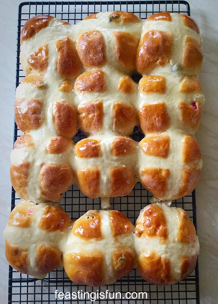 Cherry Bakewell Hot Cross Buns Feasting Is Fun