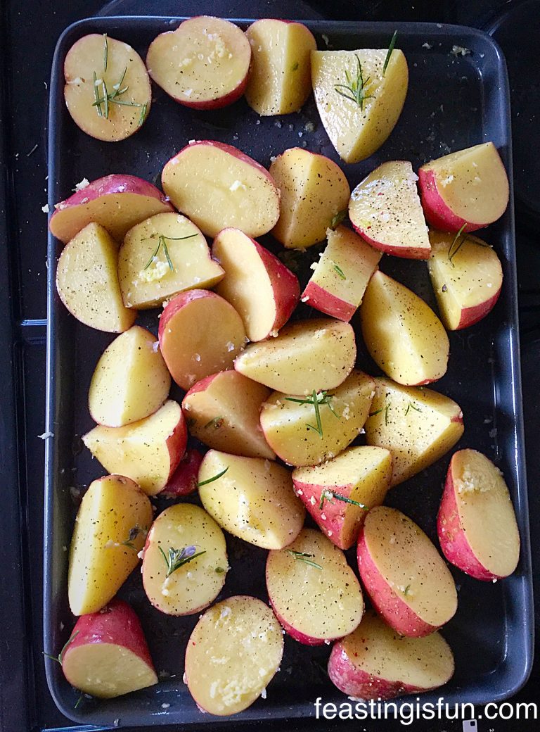 Garlic Rosemary Roast Potatoes Feasting Is Fun