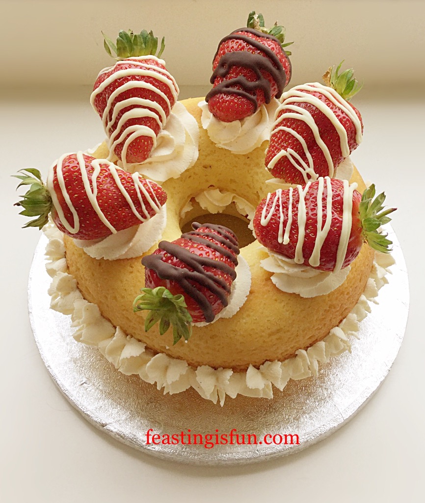 Strawberry Whipped Cream Giant Doughnut Feasting Is Fun