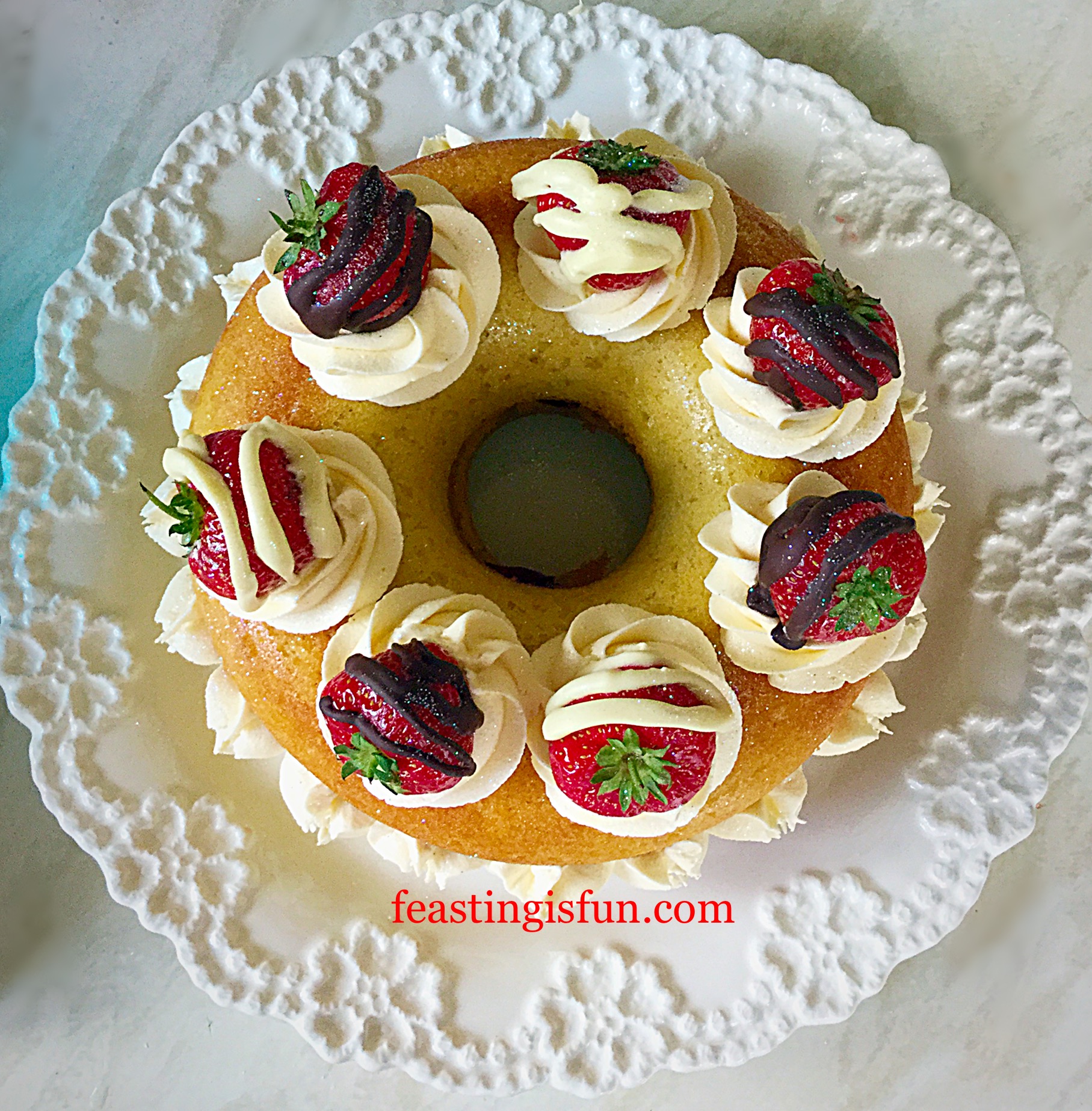 Strawberry Whipped Cream Giant Doughnut Feasting Is Fun