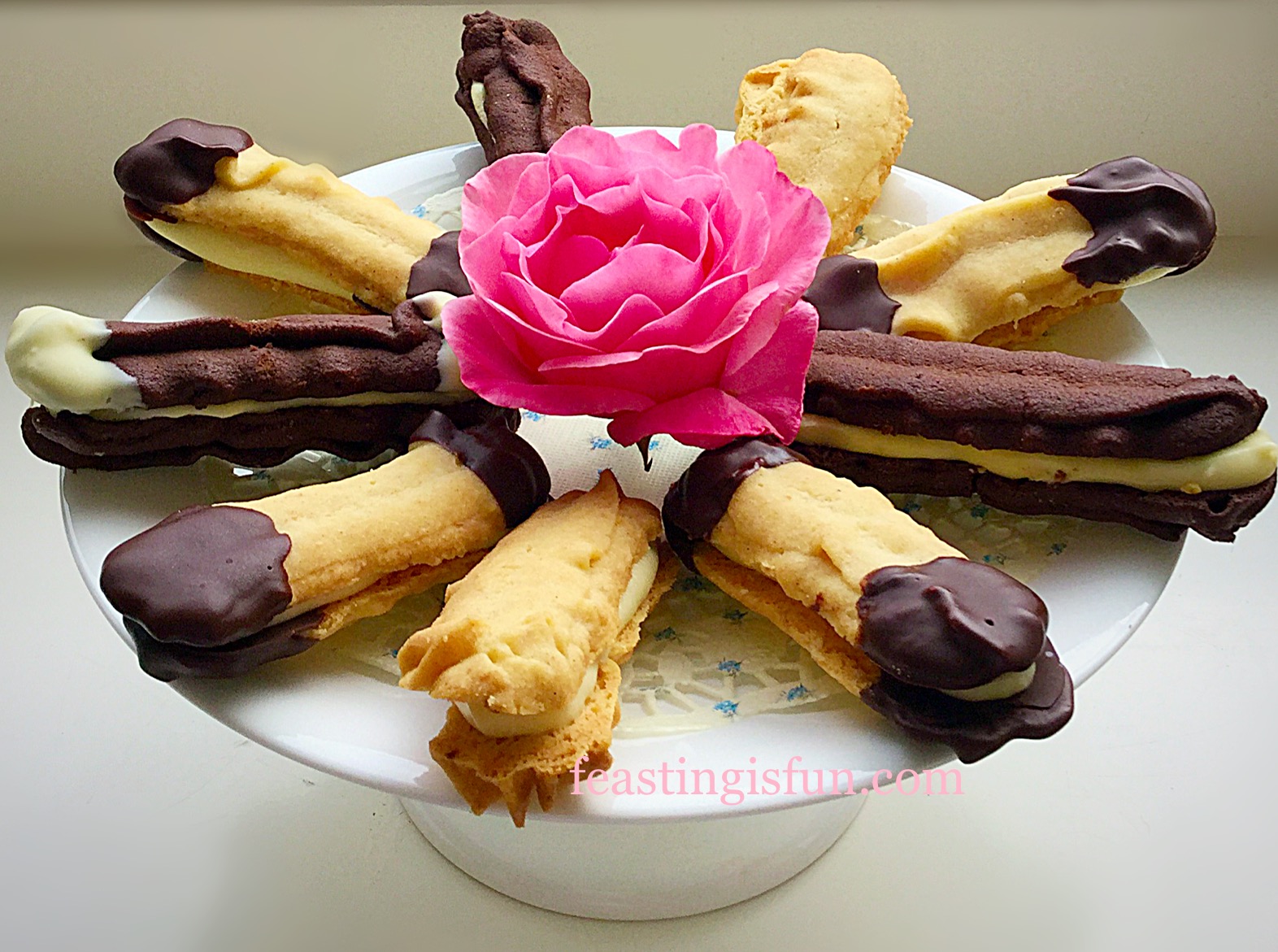 Chocolate Vanilla Viennese Finger Biscuits Feasting Is Fun