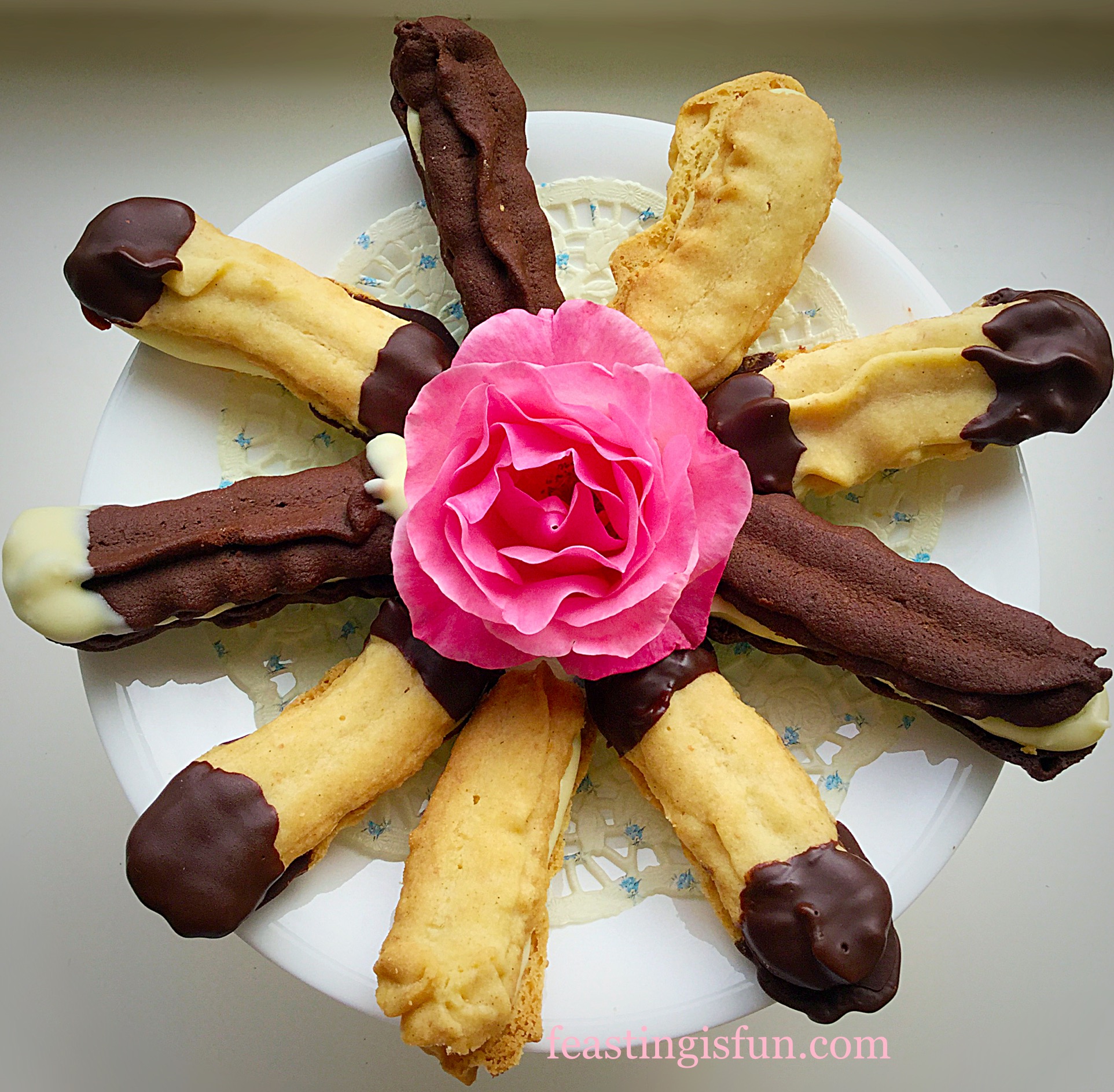 Chocolate Vanilla Viennese Finger Biscuits Feasting Is Fun