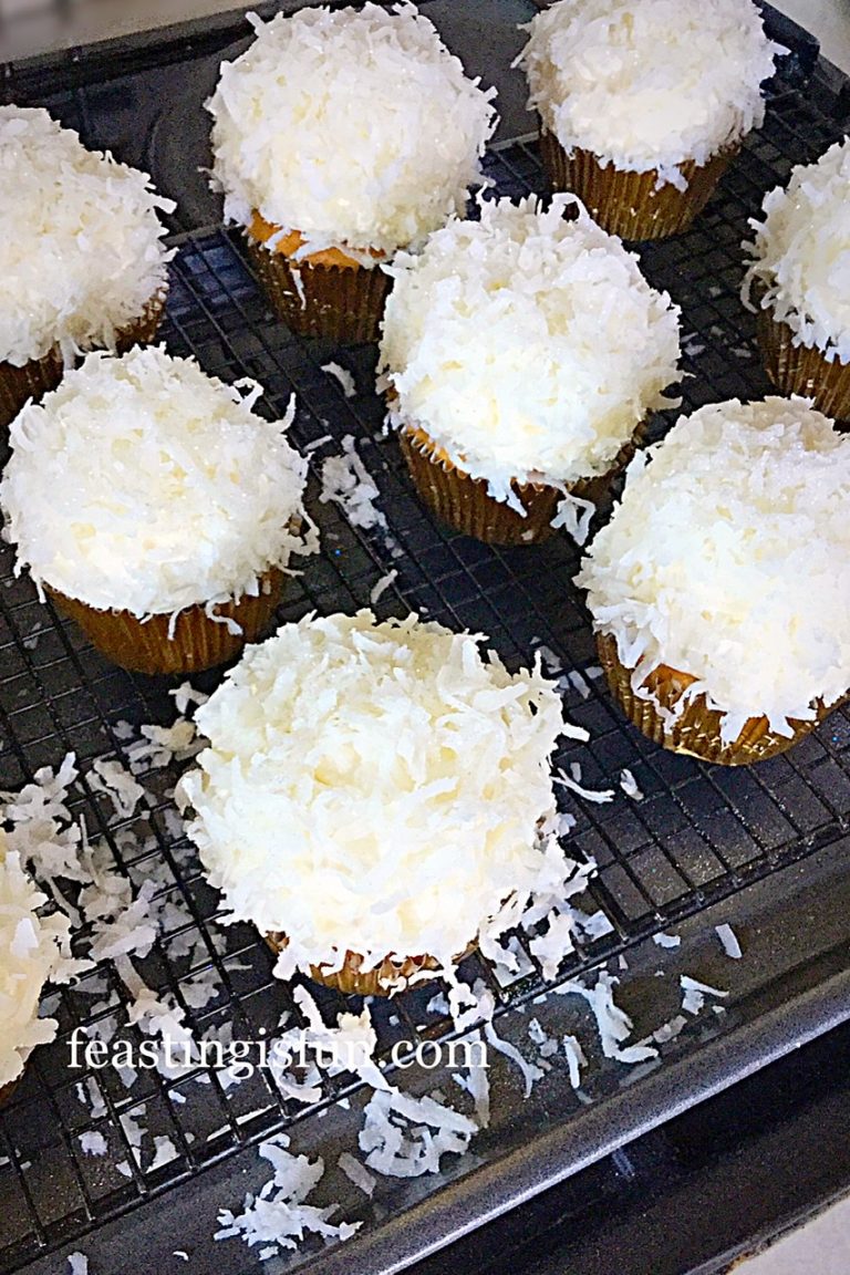 Coconut White Chocolate Snowball Cupcakes Feasting Is Fun