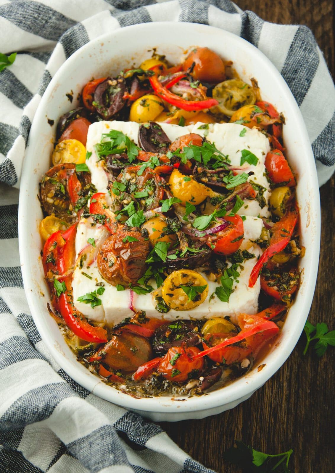 Baked Feta with Tomatoes and Olives Feasting not Fasting