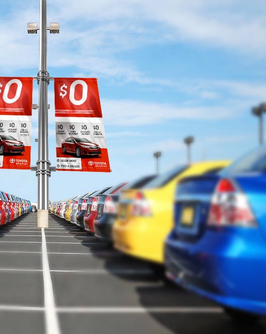 Auto Dealership Pole Banners Low cost, long lasting Best Prices!