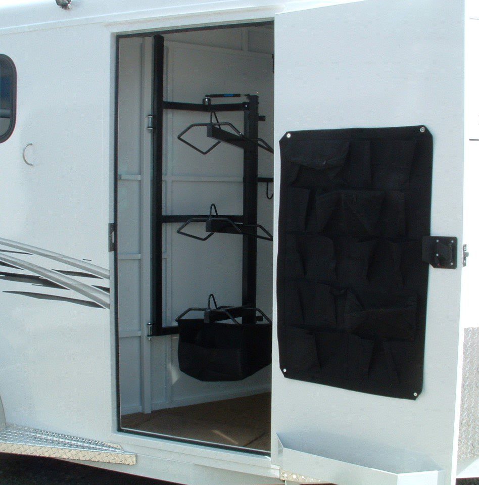 2016 TRAILS WEST ADVENTURE II MX 3 HORSE VIEW OF SADDLE RACK