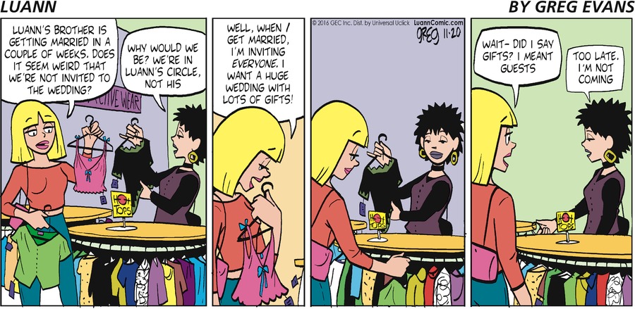 Luann By Greg Evans And Karen Evans For November 20 2016 Gocomics