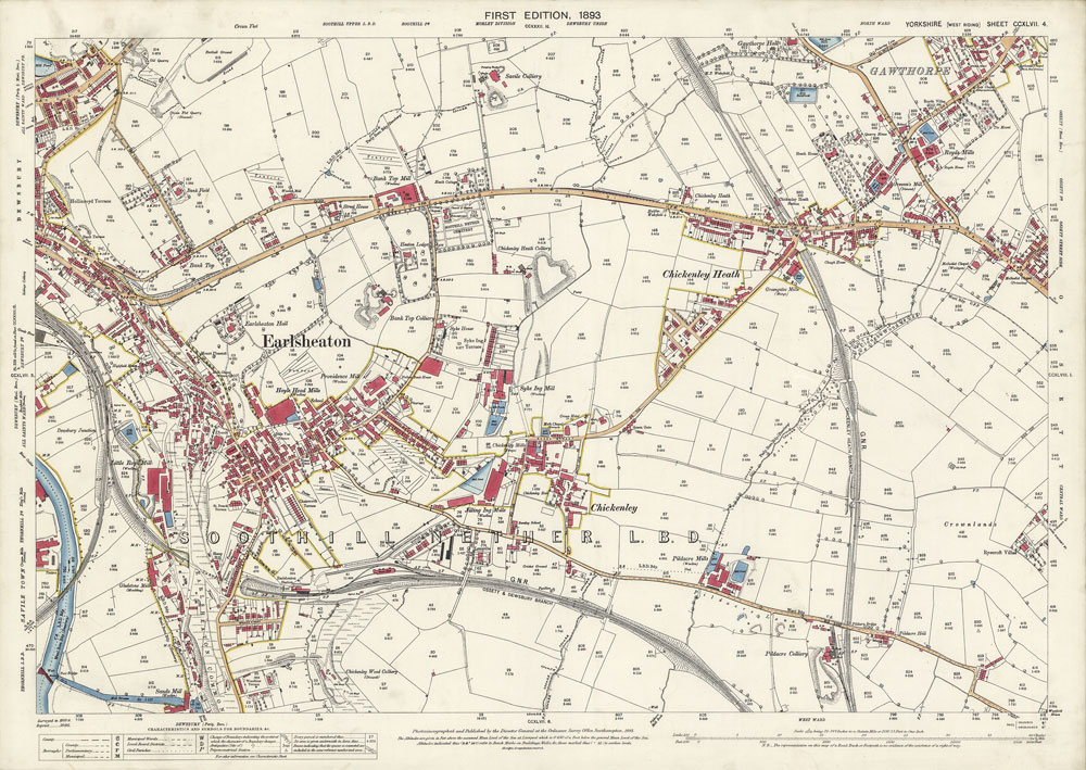 1893/4 OS 25inch Maps of Dewsbury and the surrounding areas. Dewsbury