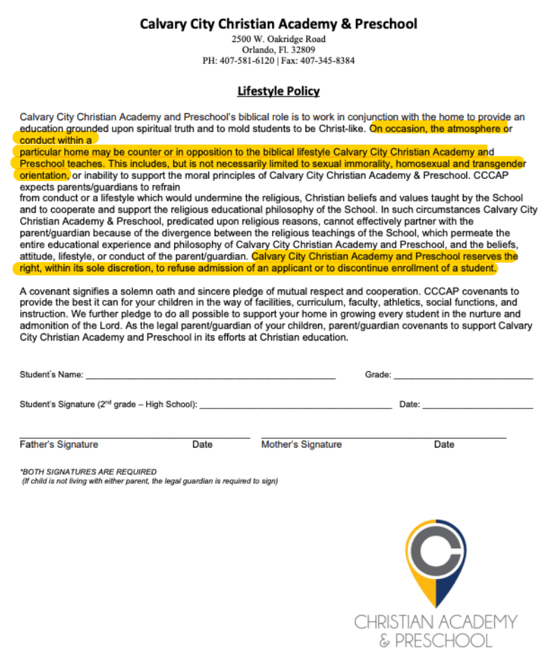 Taxpayer Funded Discrimination at Florida’s Voucher Schools Florida