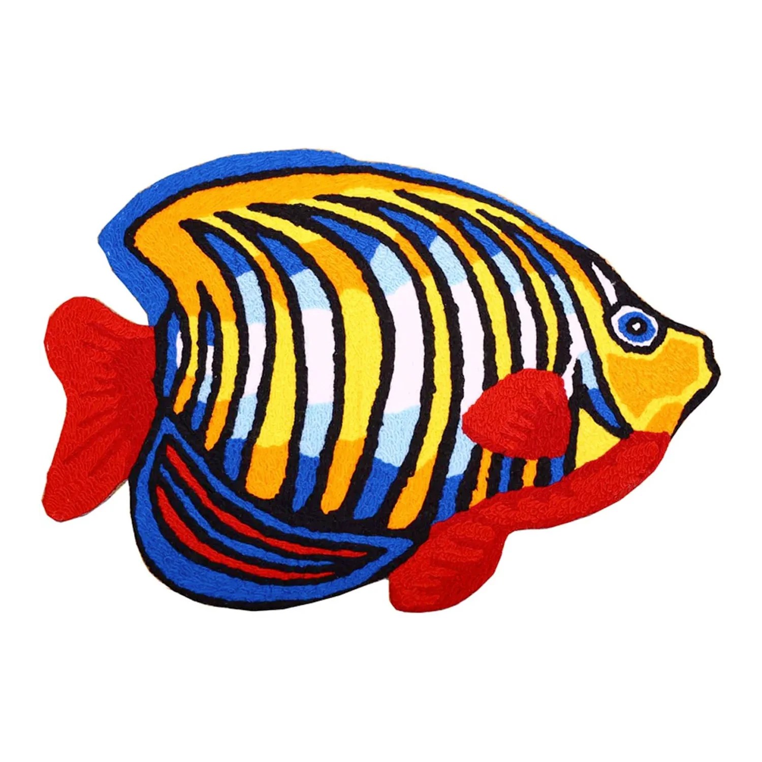 Cute Colorful FishShape Bath Mat, Tropical Ocean Fish Bathroom Rug