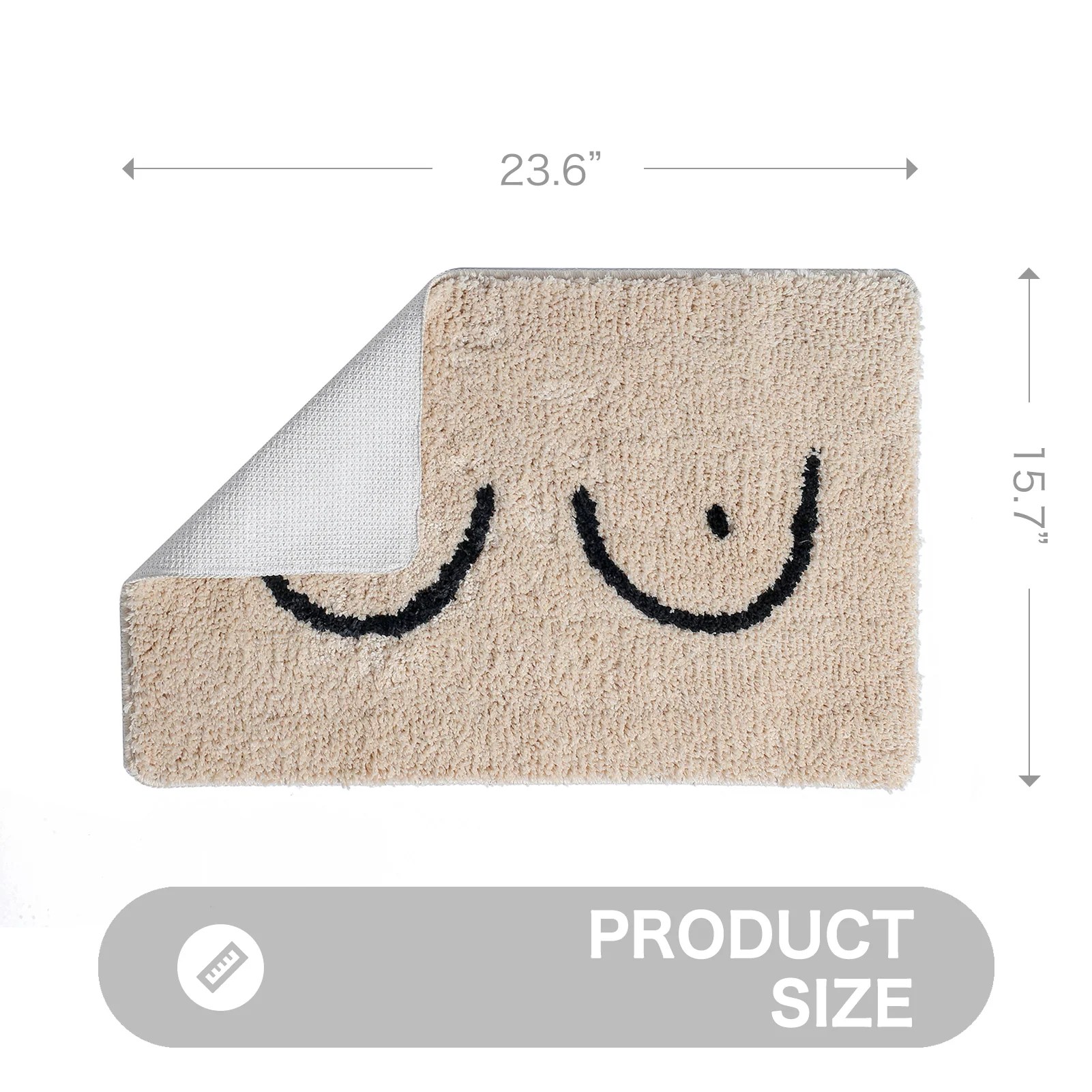 Feblilac Cute Naked Boobs Bath Mat, Fun Beige Mat for Bathroom, Anti