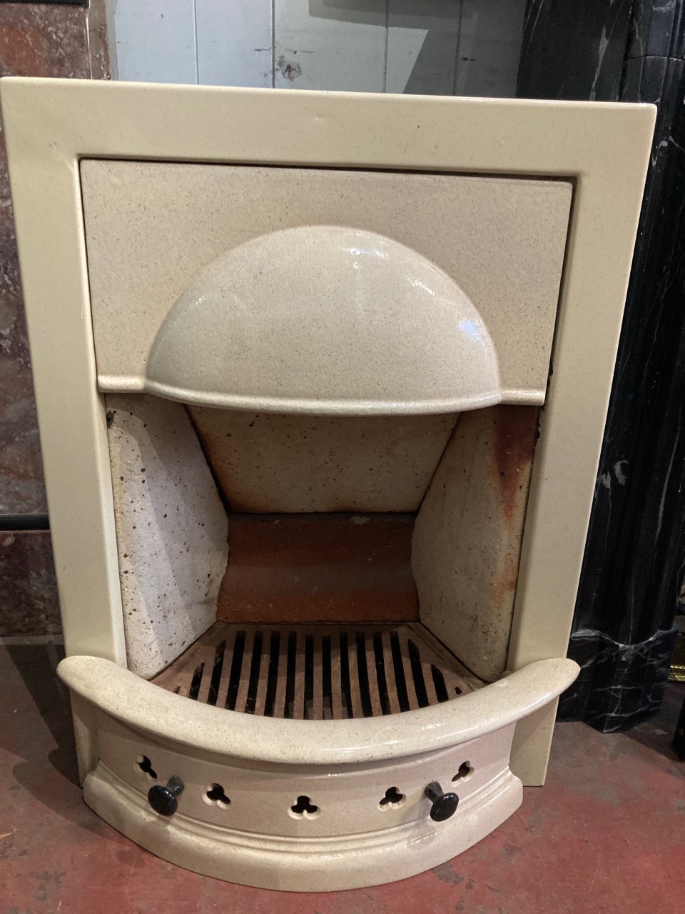 Original enamelled 1950s Domus fireplace, never used. 550mm wide x
