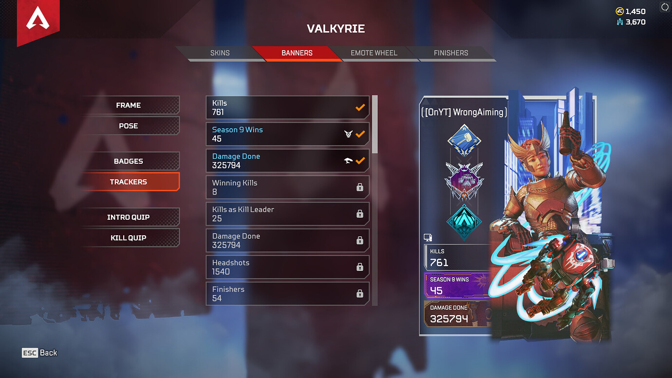 Profile and Leaderboard not showing Valkyrie stats Apex Legends Tracker Network