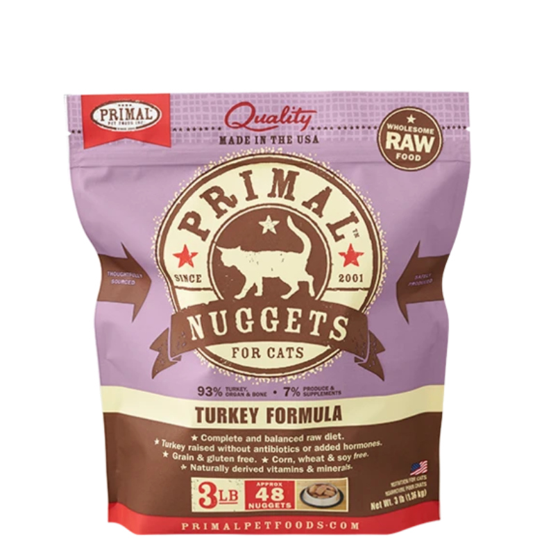 Primal Frozen Turkey Formula for Cats Feed Bag Pet Supply