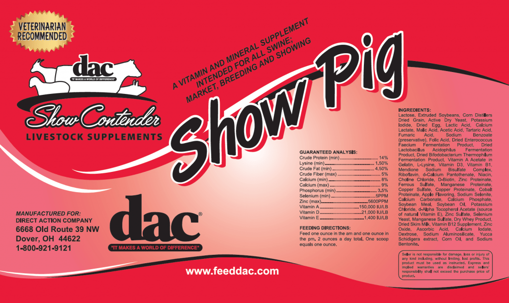 Show Pig dac® Equine and Livestock Health and Nutrition Products