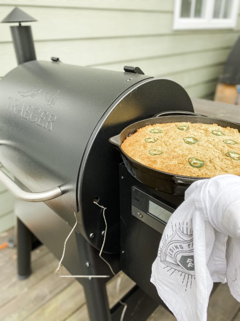 Traeger Taco Pie with Cornbread Topping Feeding The Frasers