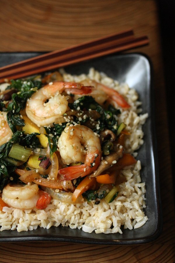 Sesame Shrimp Stir Fry Recipe with Summer Vegetables Easy, Healthy
